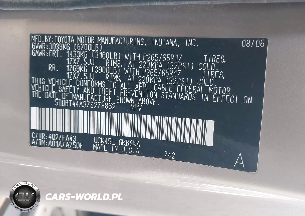 2007 Toyota Sequoia Sr5 VIN:5TDBT44A37S278862 - 9