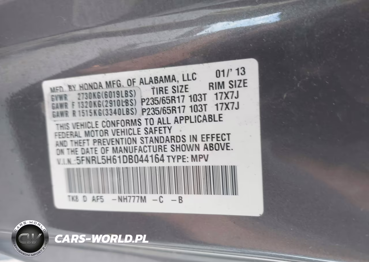 2013 Honda Odyssey Ex-L VIN:5FNRL5H61DB044164 - 9