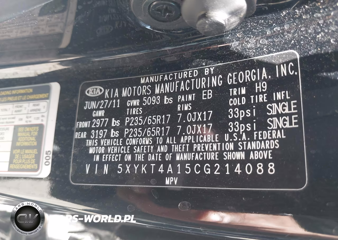 2012 Kia Sorento Lx VIN:5XYKT4A15CG214088 - 9