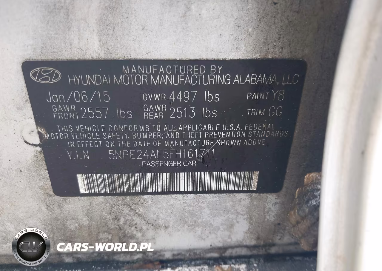 2015 Hyundai Sonata Se VIN:5NPE24AF5FH161711 - 9