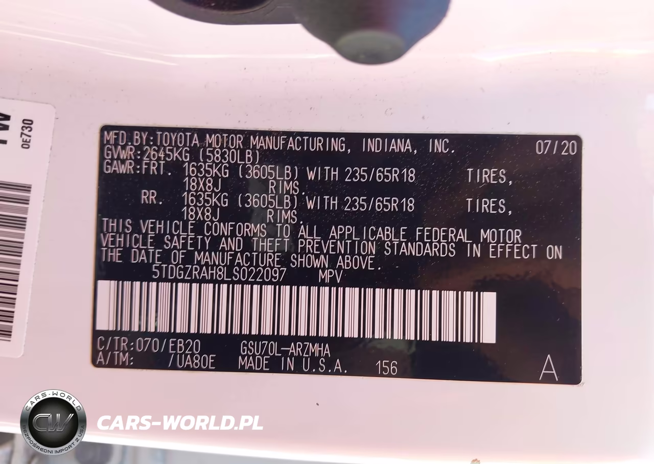 2020 Toyota Highlander Xle VIN:5TDGZRAH8LS022097 - 9