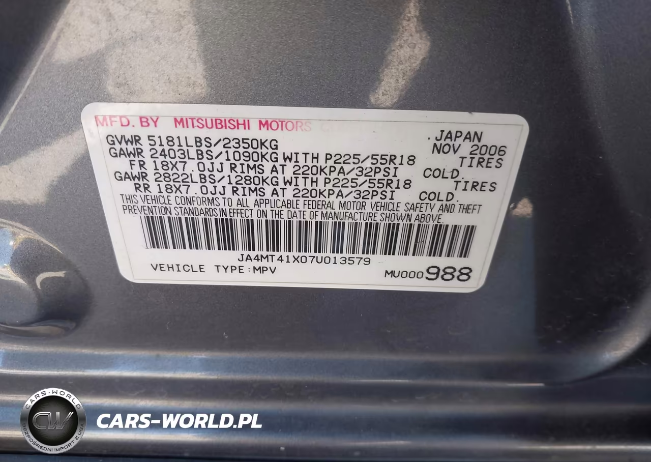 2007 Mitsubishi Outlander Xls VIN:JA4MT41X07U013579 - 9