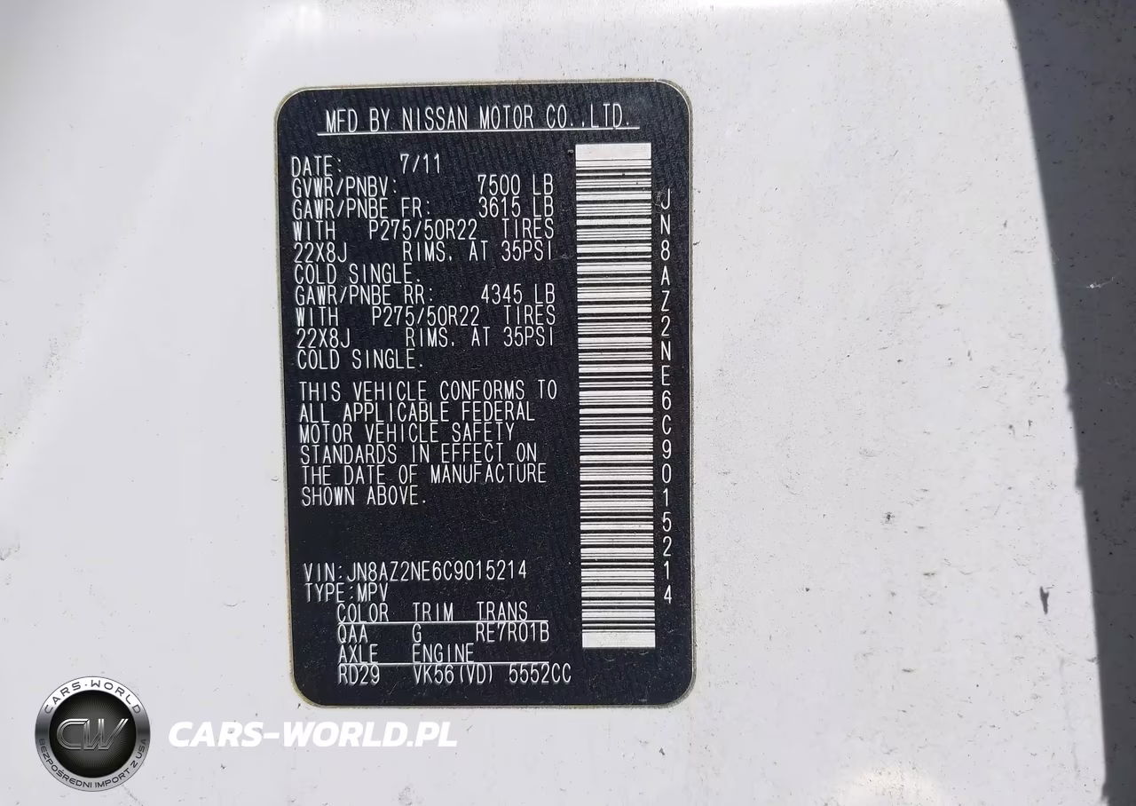 2012 Infiniti Qx56 VIN:JN8AZ2NE6C9015214 - 9