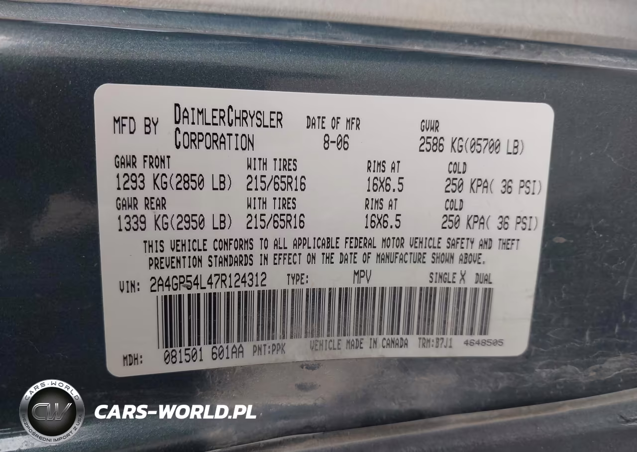 2007 Chrysler Town & Country Touring VIN:2A4GP54L47R124312 - 9