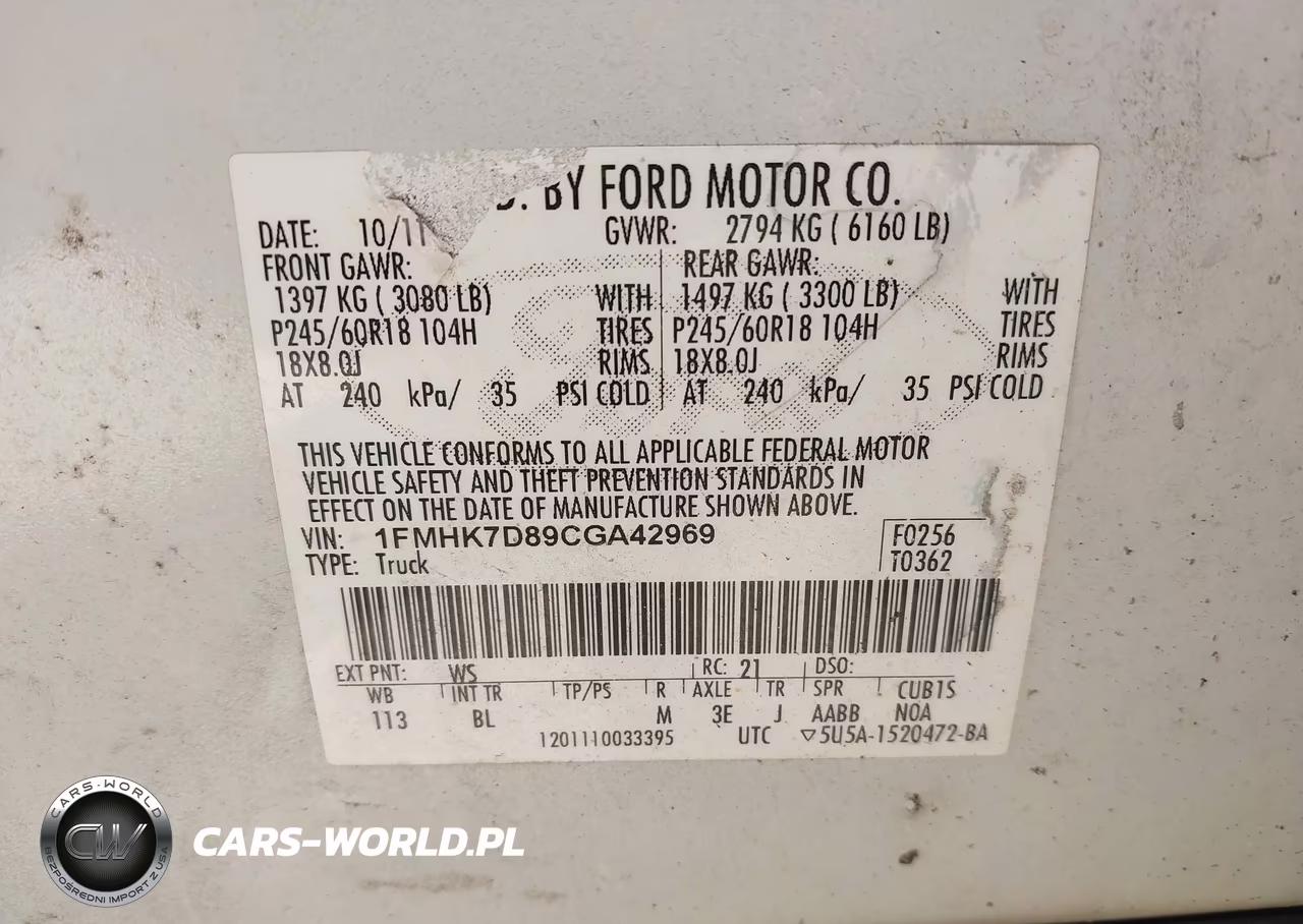 2012 Ford Explorer Xlt VIN:1FMHK7D89CGA42969 - 9