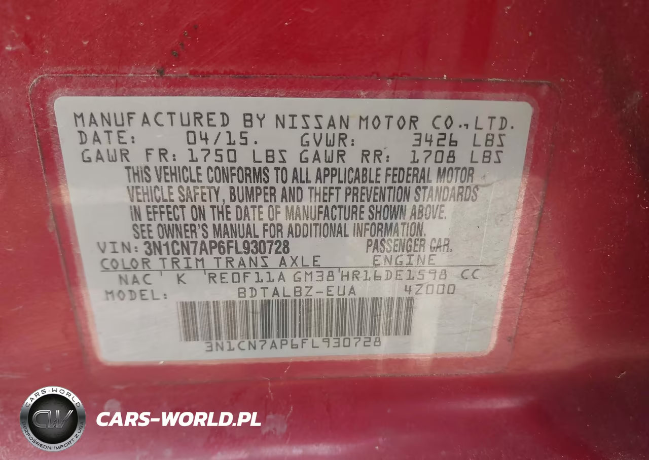 2015 Nissan Versa 1.6 Sv VIN:3N1CN7AP6FL930728 - 9