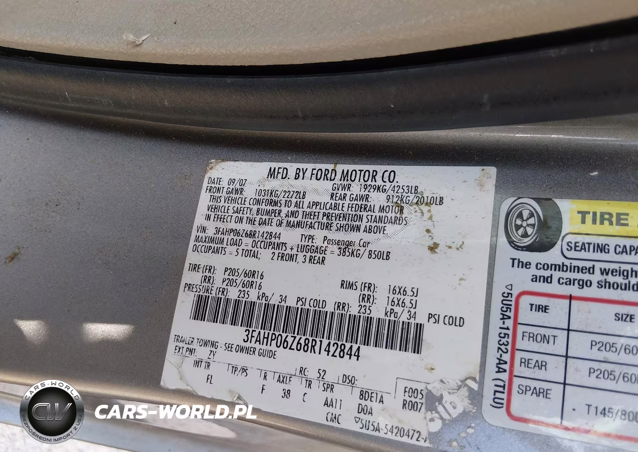 2008 Ford Fusion S VIN:3FAHP06Z68R142844 - 9