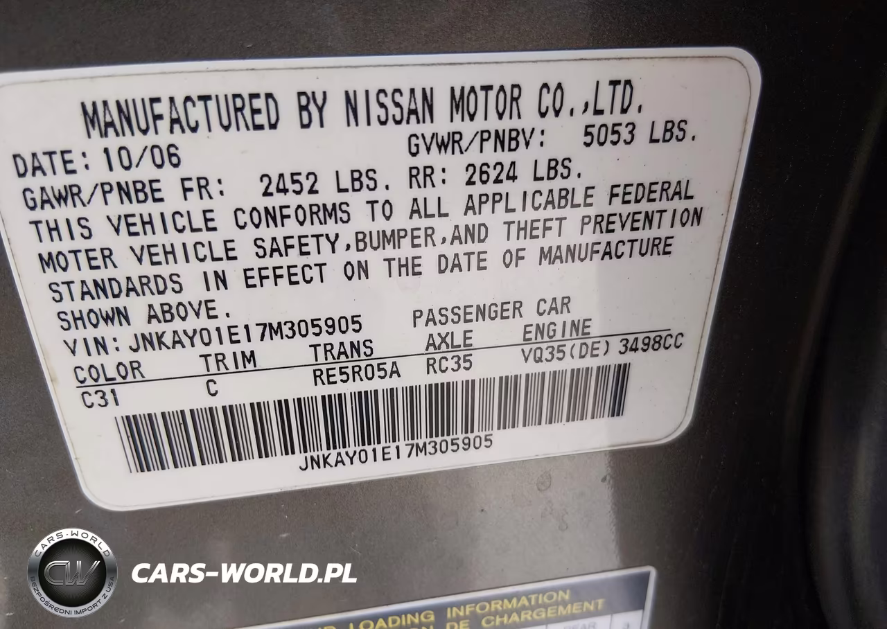 2007 Infiniti M35 VIN:JNKAY01E17M305905 - 9