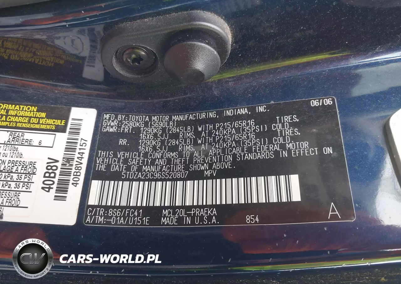 2006 Toyota Sienna Le VIN:5TDZA23C96S520807 - 9