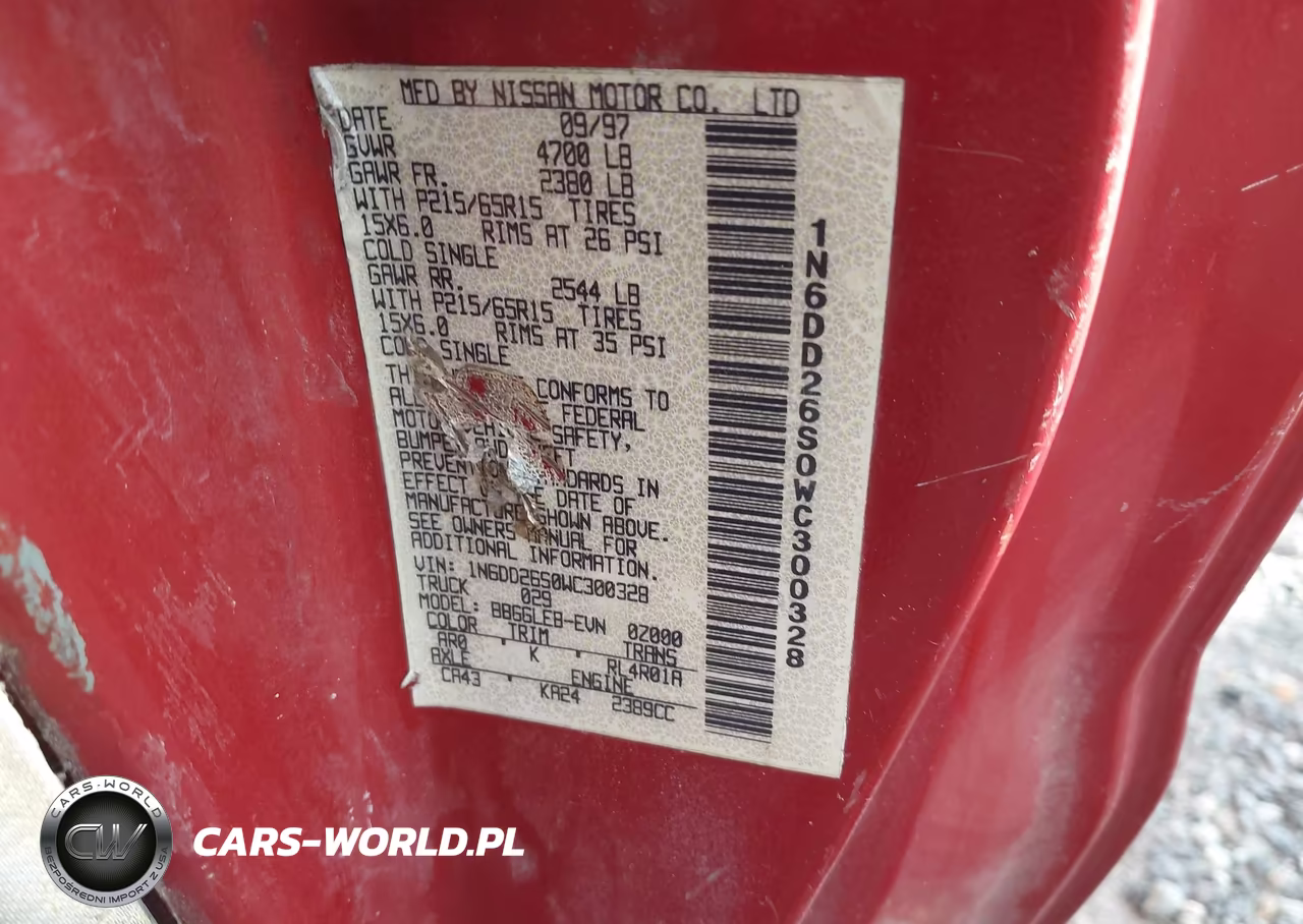 1998 Nissan Frontier Se-Xe VIN:1N6DD26S0WC300328 - 9
