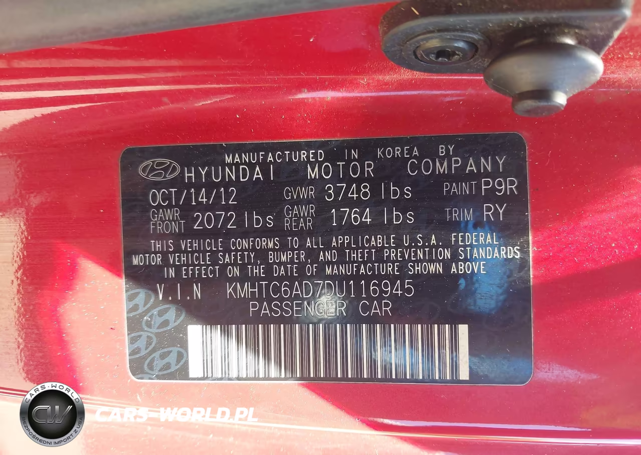 2013 Hyundai Veloster Base W-Gray VIN:KMHTC6AD7DU116945 - 9