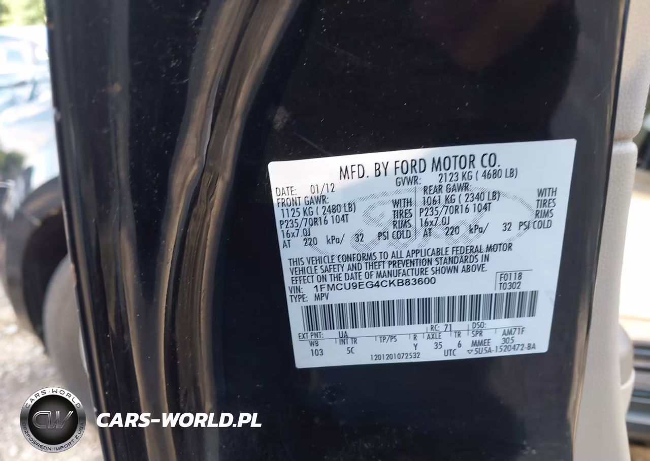 2012 Ford Escape Limited VIN:1FMCU9EG4CKB83600 - 9