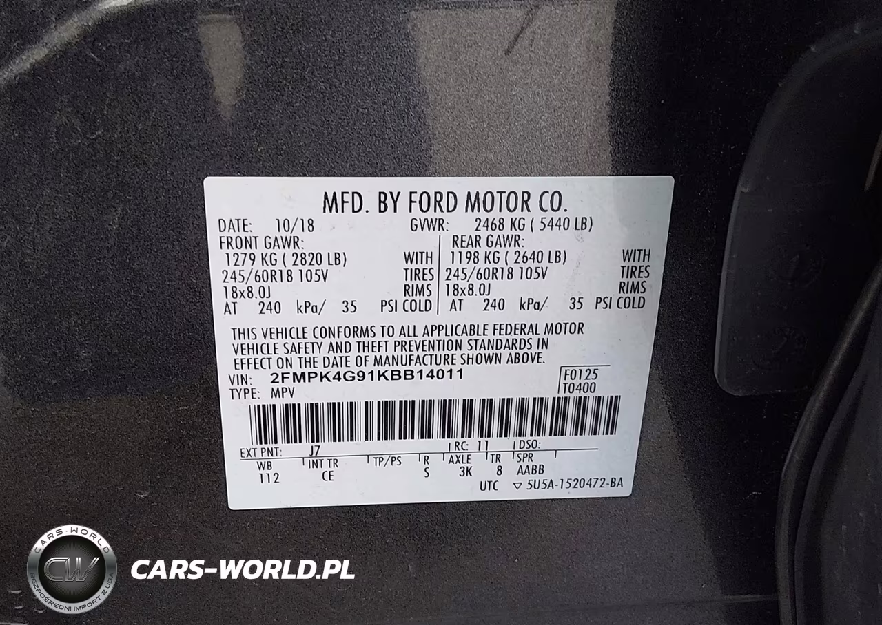 2019 Ford Edge Se VIN:2FMPK4G91KBB14011 - 9