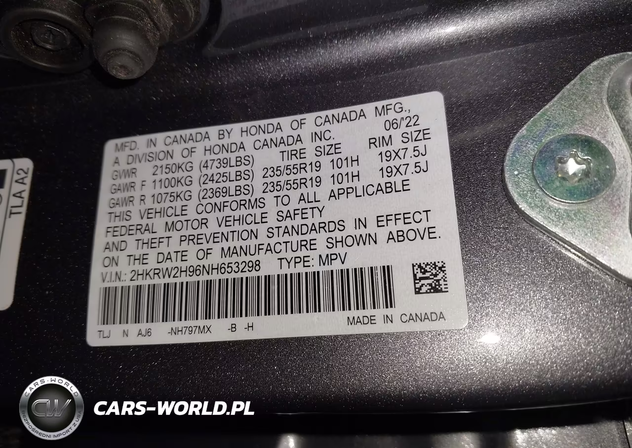 2022 Honda Cr-V Awd Touring VIN:2HKRW2H96NH653298 - 9
