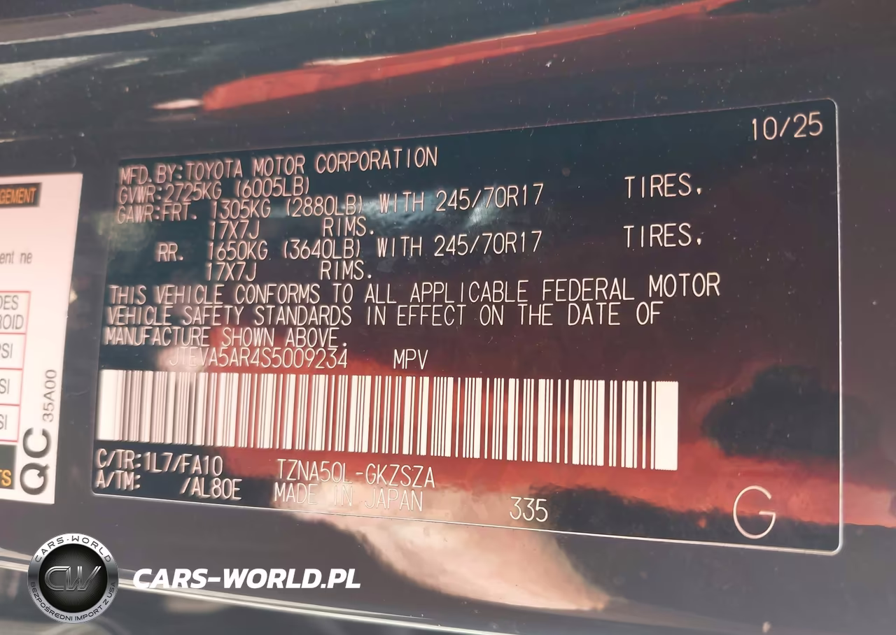 2025 Toyota 4Runner Sr5 VIN:JTEVA5AR4S5009234 - 9