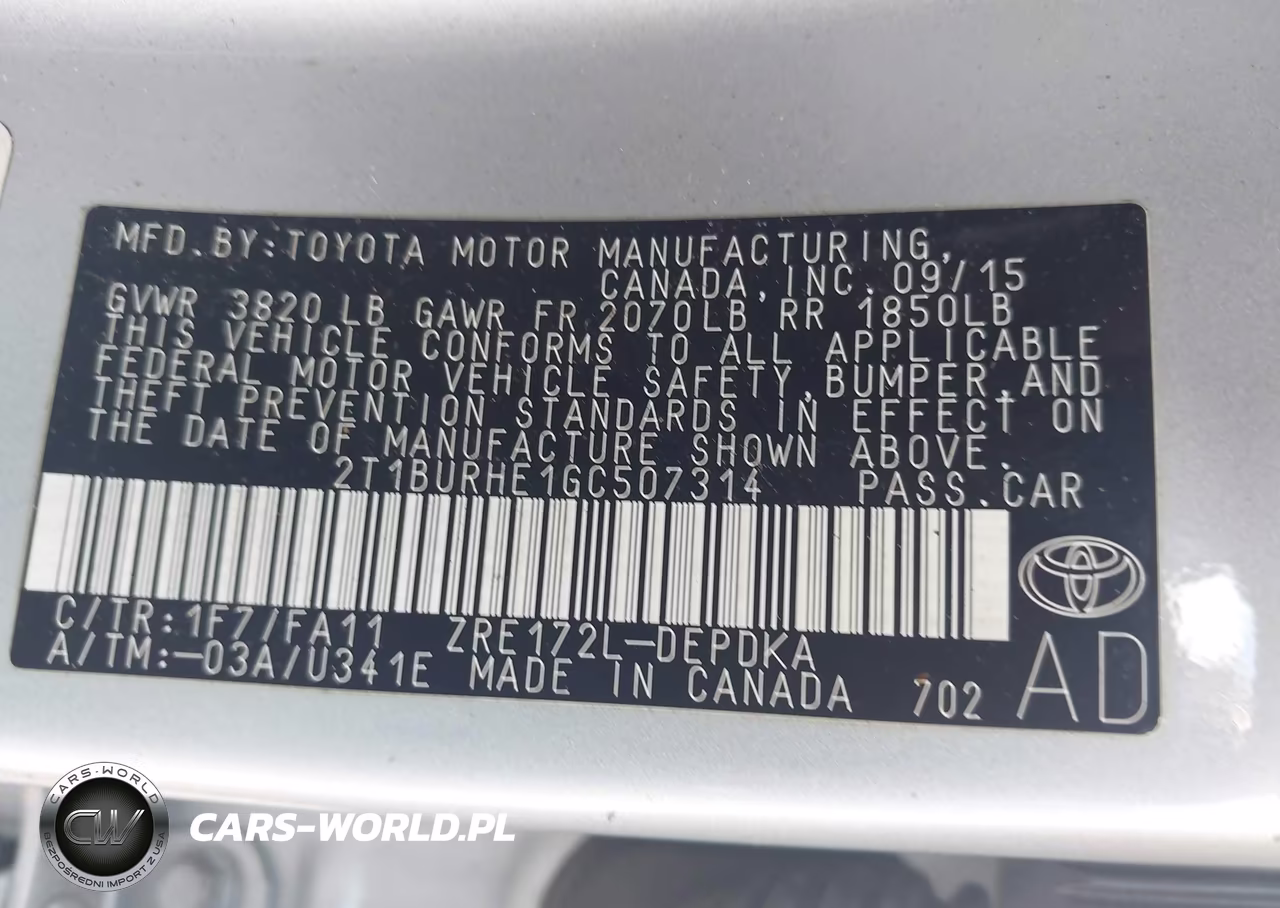 2016 Toyota Corolla L VIN:2T1BURHE1GC507314 - 9