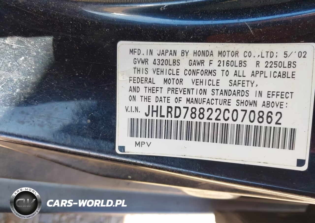 2002 Honda Cr-V Ex VIN:JHLRD78822C070862 - 9