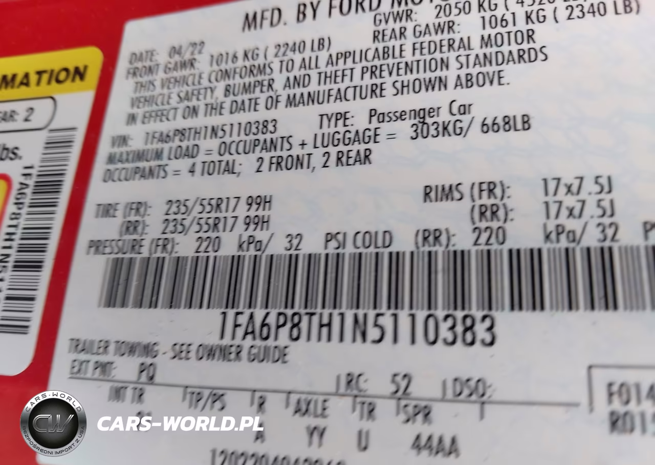 2022 Ford Mustang Ecoboost Fastback VIN:1FA6P8TH1N5110383 - 9