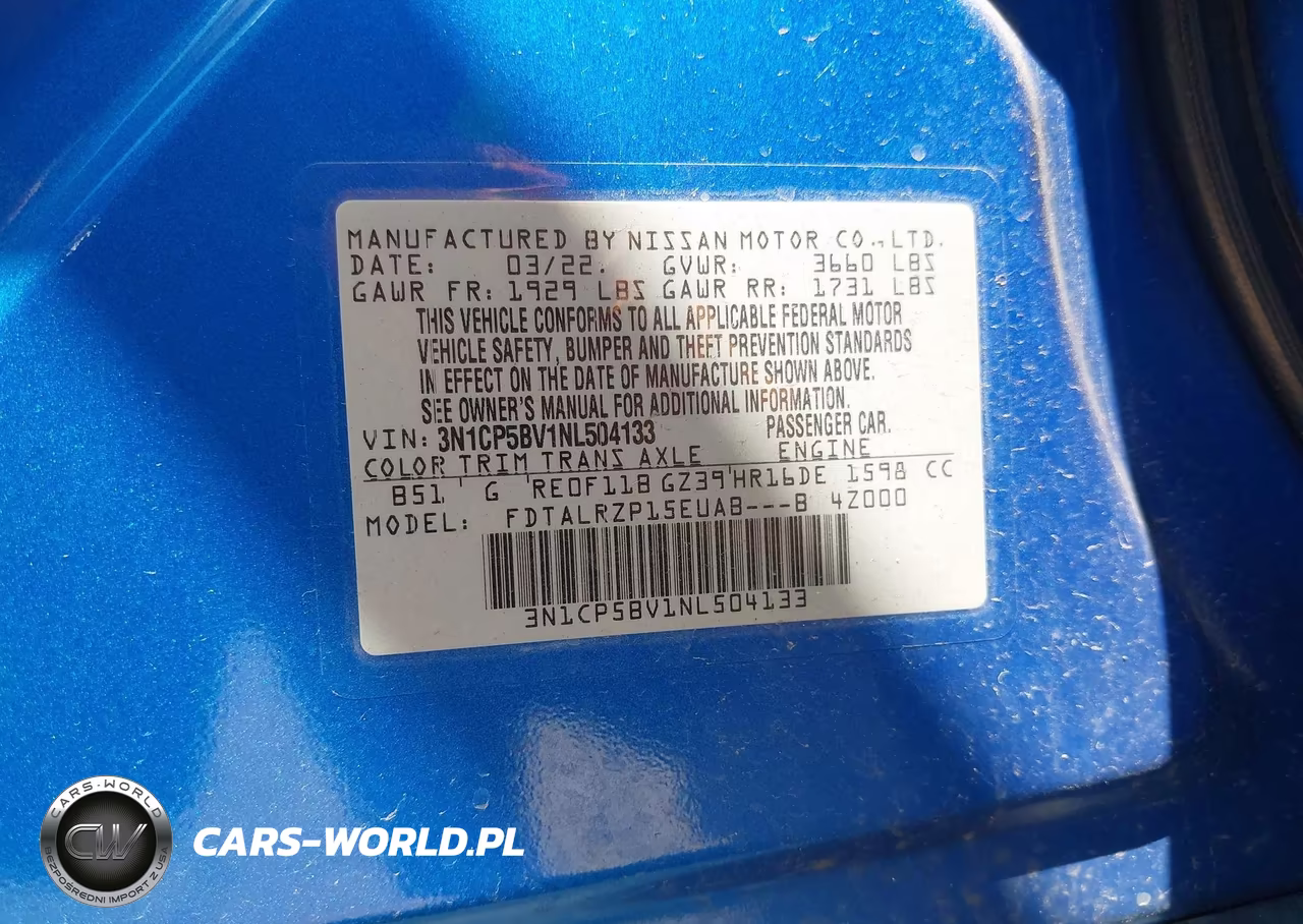2022 Nissan Kicks S Xtronic Cvt VIN:3N1CP5BV1NL504133 - 9