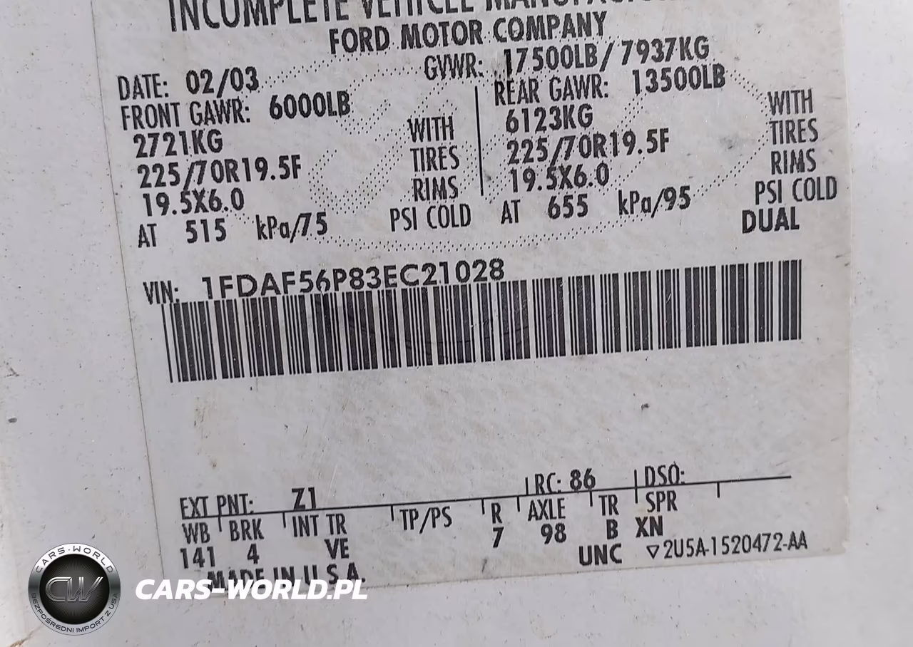 2003 Ford F-550 Xl-Xlt VIN:1FDAF56P83EC21028 - 9