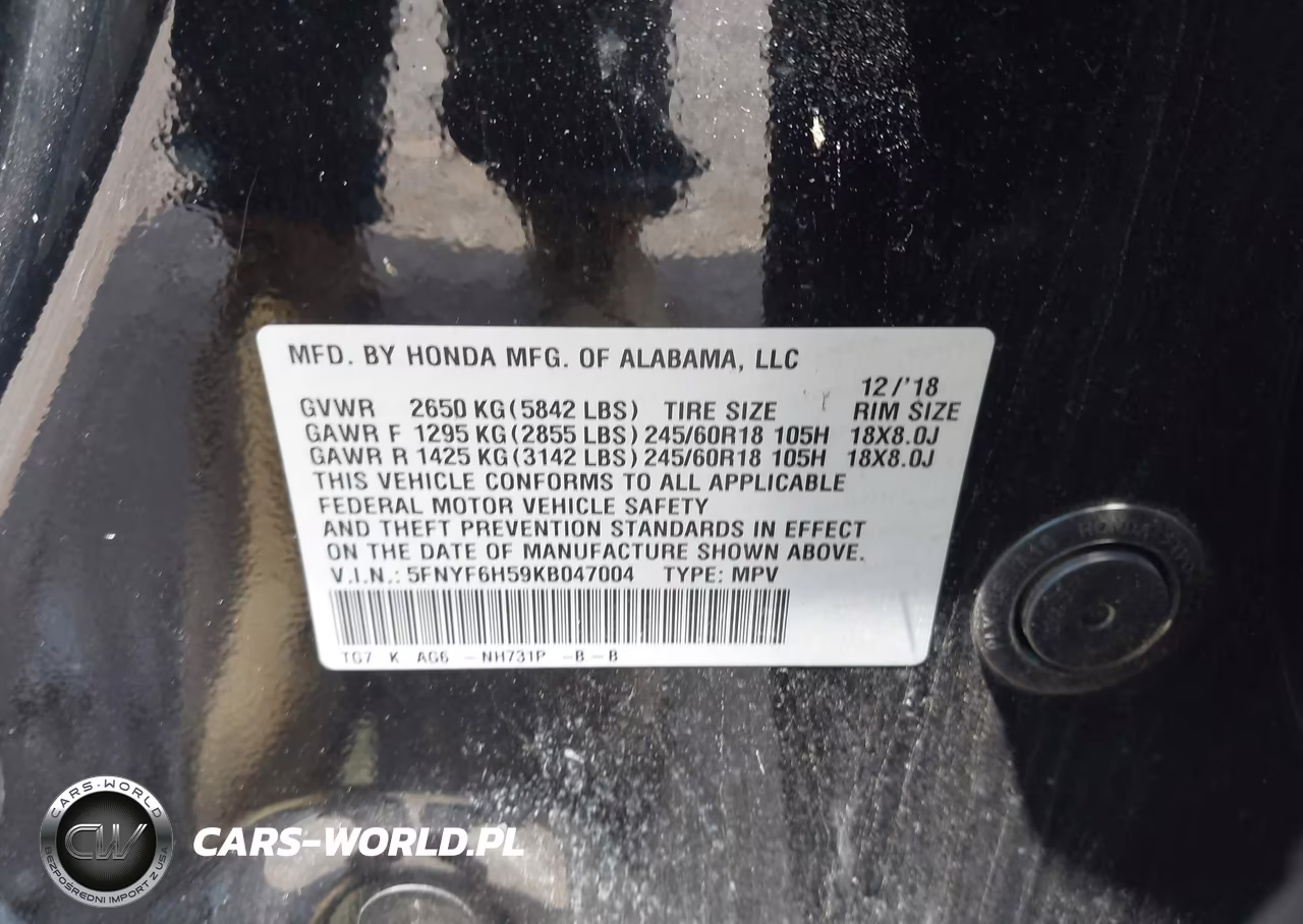 2019 Honda Pilot Ex-L VIN:5FNYF6H59KB047004 - 9
