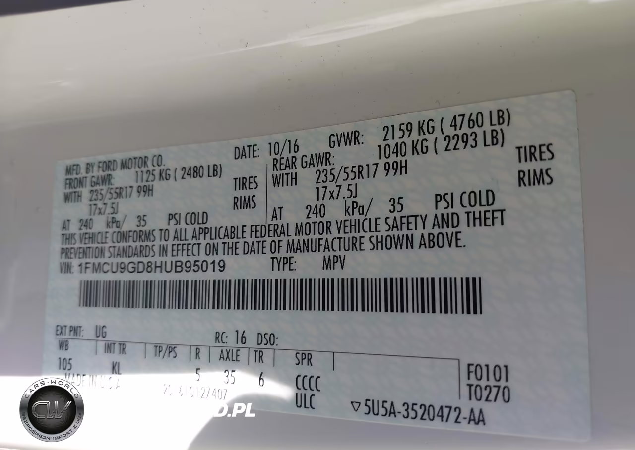 2017 Ford Escape Se VIN:1FMCU9GD8HUB95019 - 9