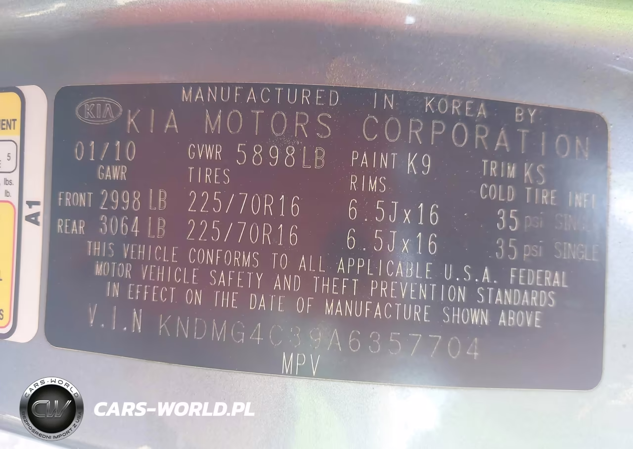 2010 Kia Sedona Lx VIN:KNDMG4C39A6357704 - 9