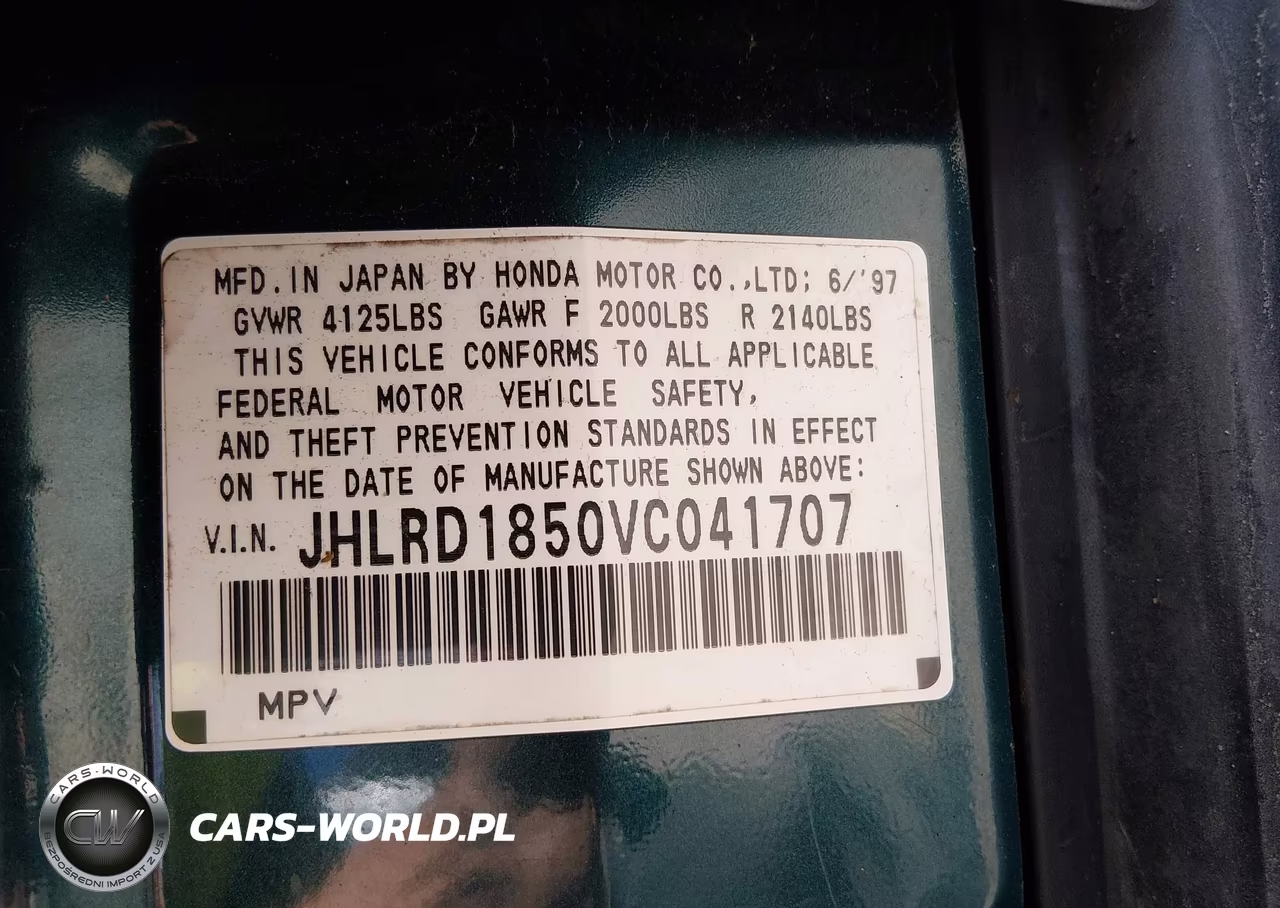 1997 Honda Cr-V VIN:JHLRD1850VC041707 - 9