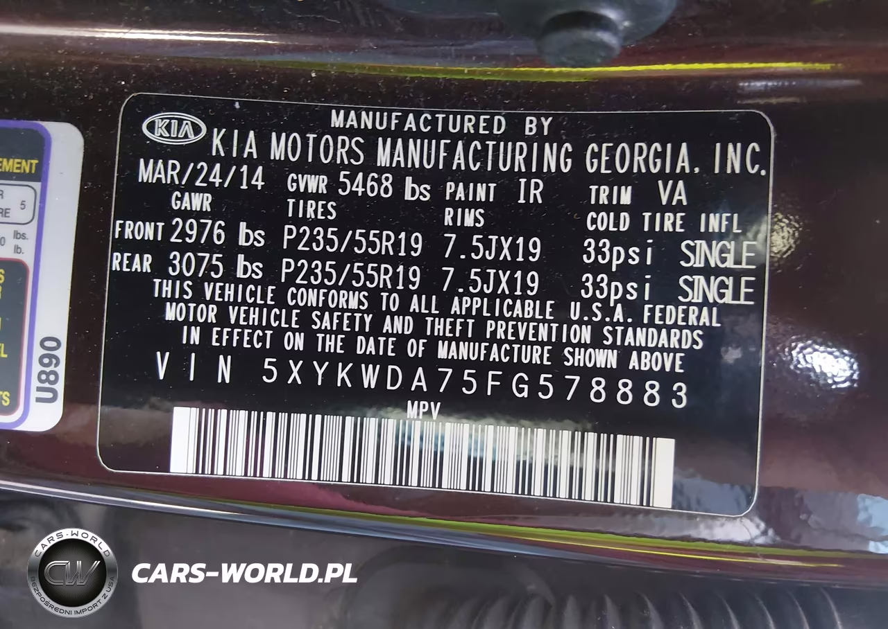 2015 Kia Sorento Sx V6 VIN:5XYKWDA75FG578883 - 9