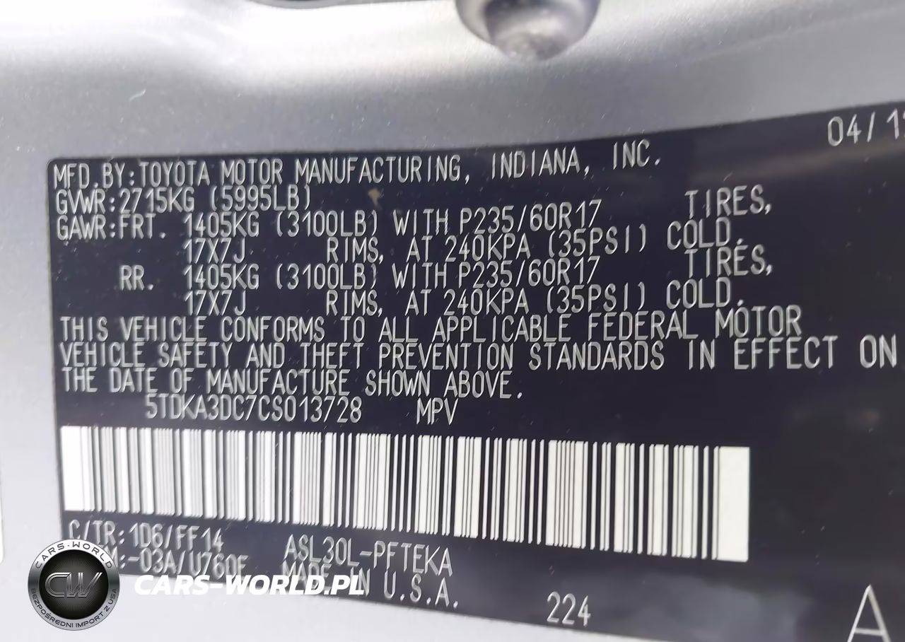 2012 Toyota Sienna Base 7 Passenger VIN:5TDKA3DC7CS013728 - 9