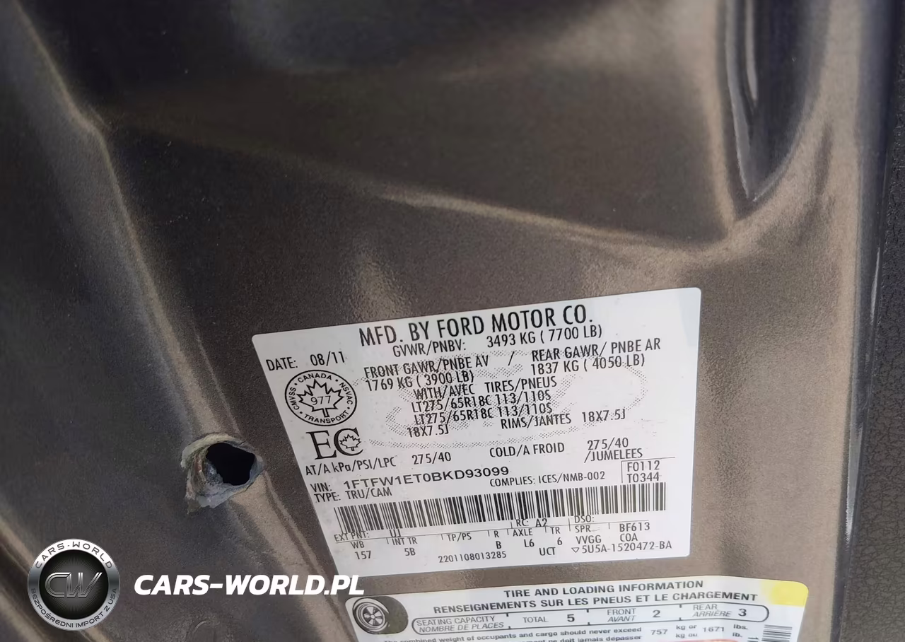 2011 Ford F-150 Fx4 VIN:1FTFW1ET0BKD93099 - 9