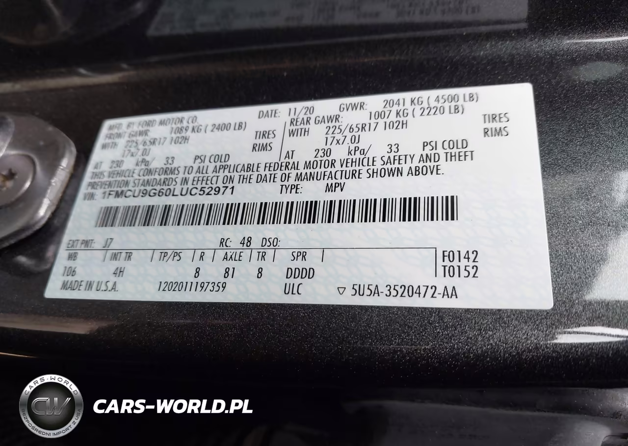 2020 Ford Escape Se VIN:1FMCU9G60LUC52971 - 9