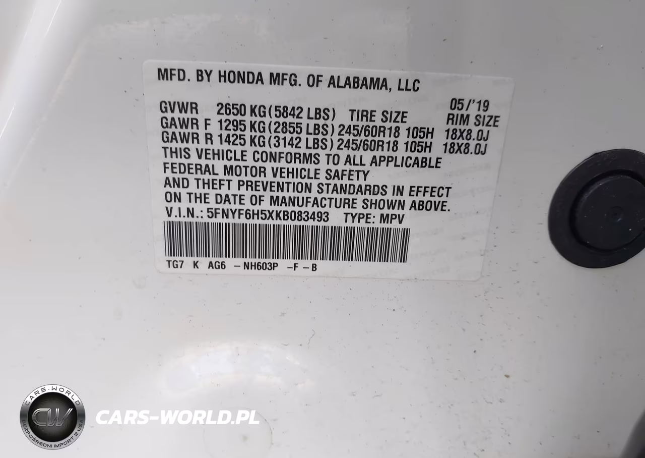2019 Honda Pilot Ex-L VIN:5FNYF6H5XKB083493 - 9