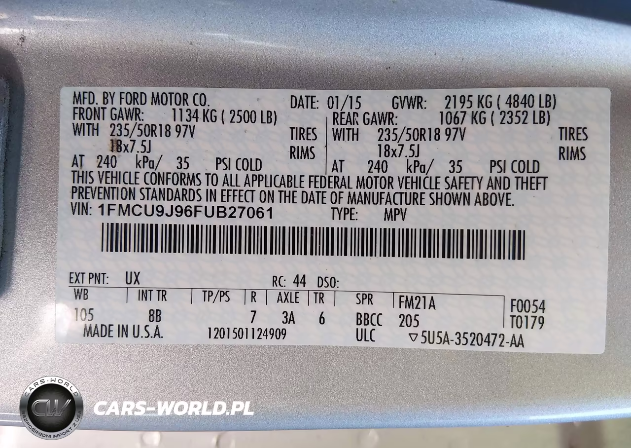 2015 Ford Escape Titanium VIN:1FMCU9J96FUB27061 - 9