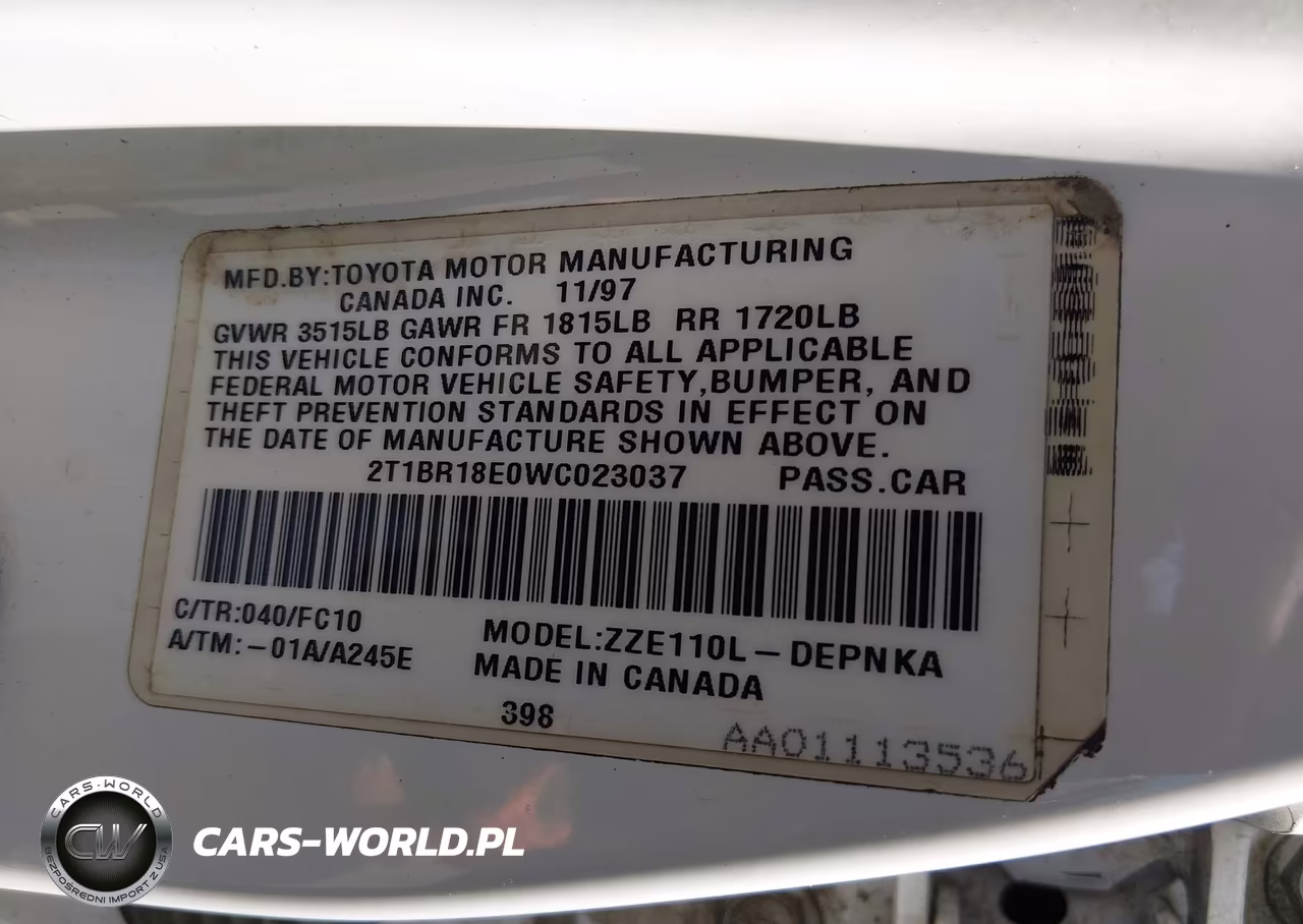 1998 Toyota Corolla Le VIN:2T1BR18E0WC023037 - 9