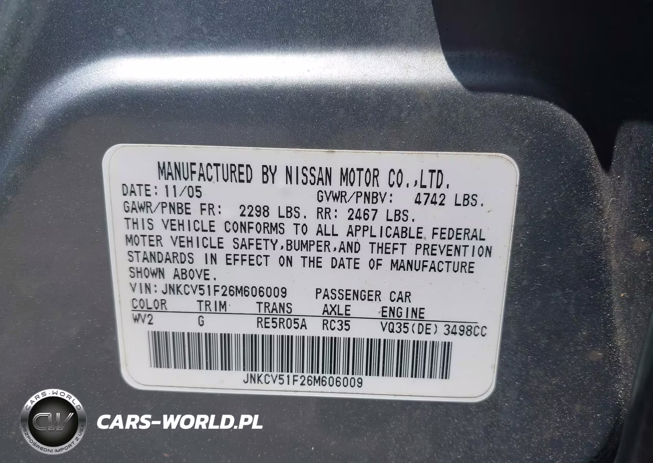 2006 Infiniti G35 VIN:JNKCV51F26M606009 - 9