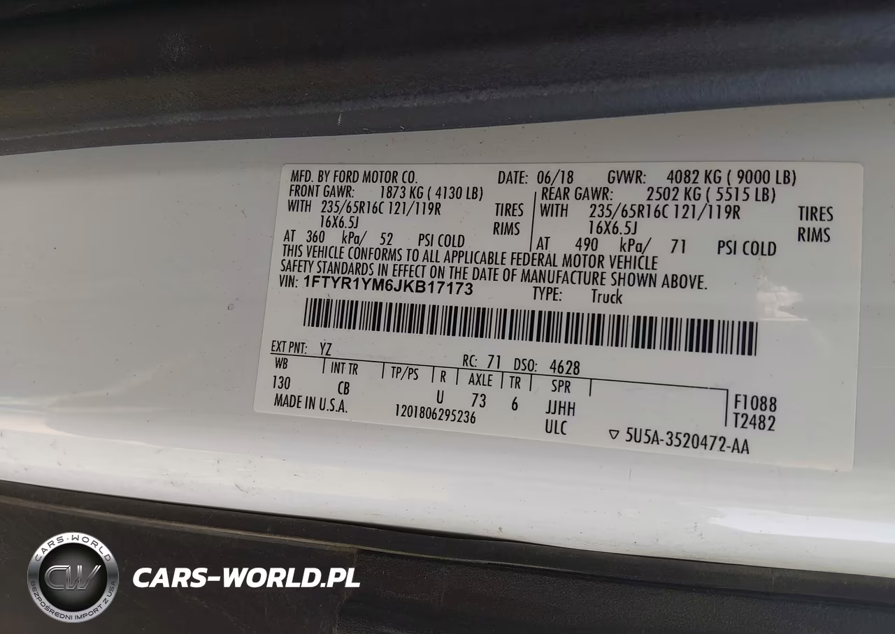 2018 Ford Transit-250 VIN:1FTYR1YM6JKB17173 - 9