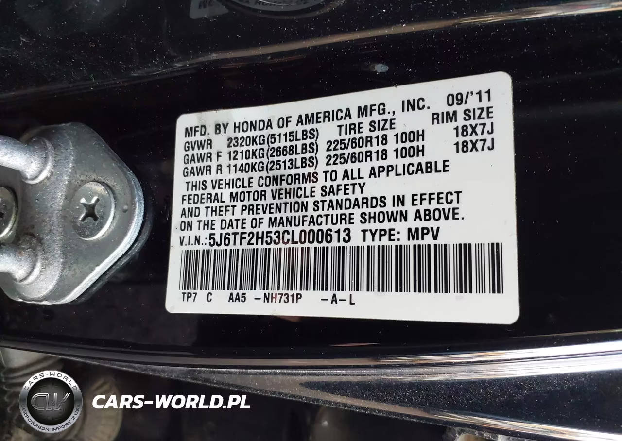 2012 Honda Crosstour Ex-L VIN:5J6TF2H53CL000613 - 9