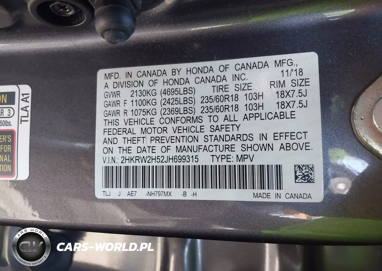 2018 Honda Cr-V Ex VIN:2HKRW2H52JH699315 - 9