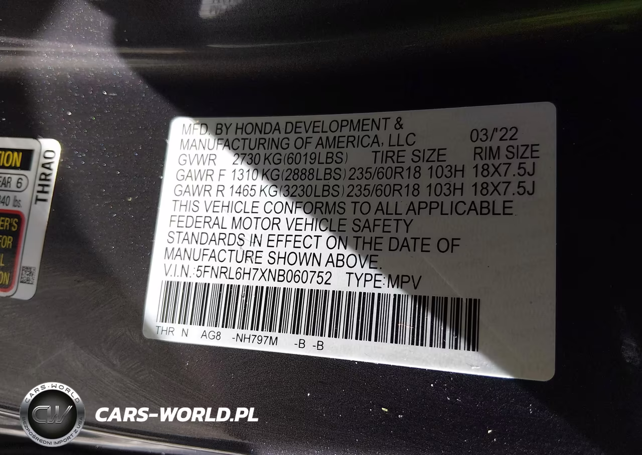 2022 Honda Odyssey Ex-L VIN:5FNRL6H7XNB060752 - 9