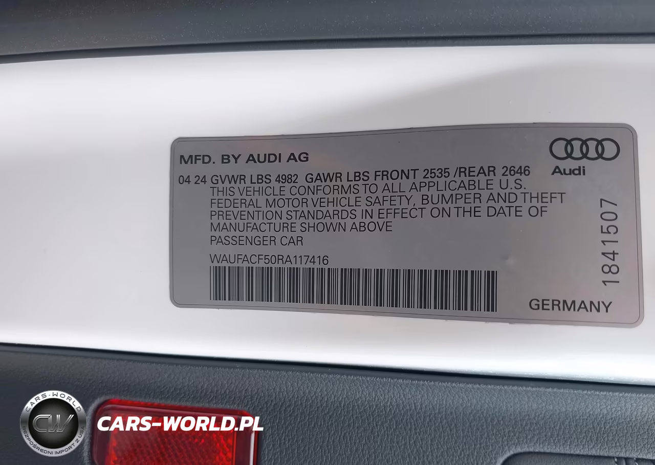 2024 Audi A5 Sportback Premium Plus 45 Tfsi Quattro S Tronic VIN:WAUFACF50RA117416 - 9