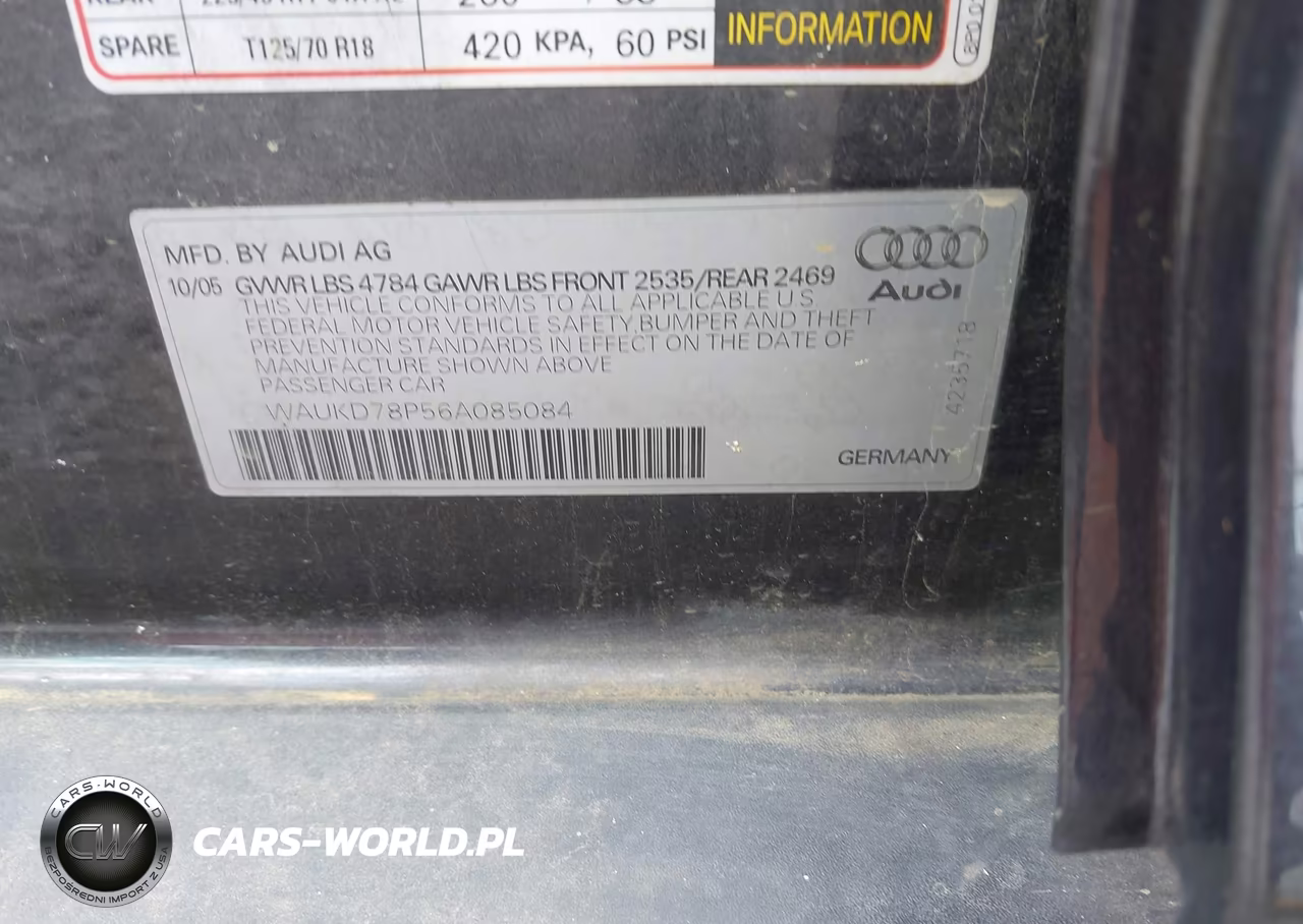 2006 Audi A3 3.2 S Line VIN:WAUKD78P56A085084 - 9