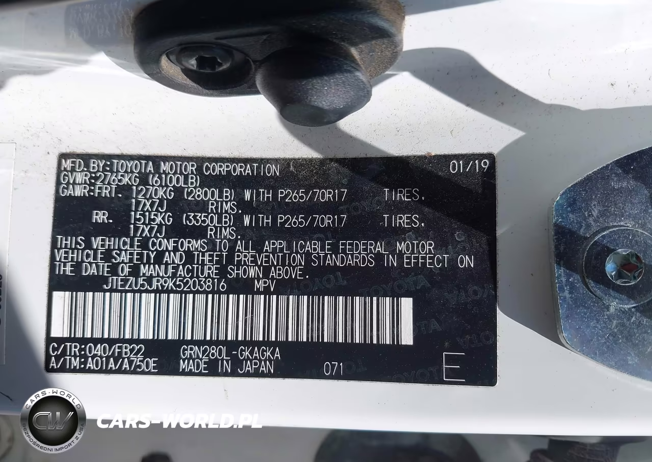 2019 Toyota 4Runner Sr5 VIN:JTEZU5JR9K5203816 - 9
