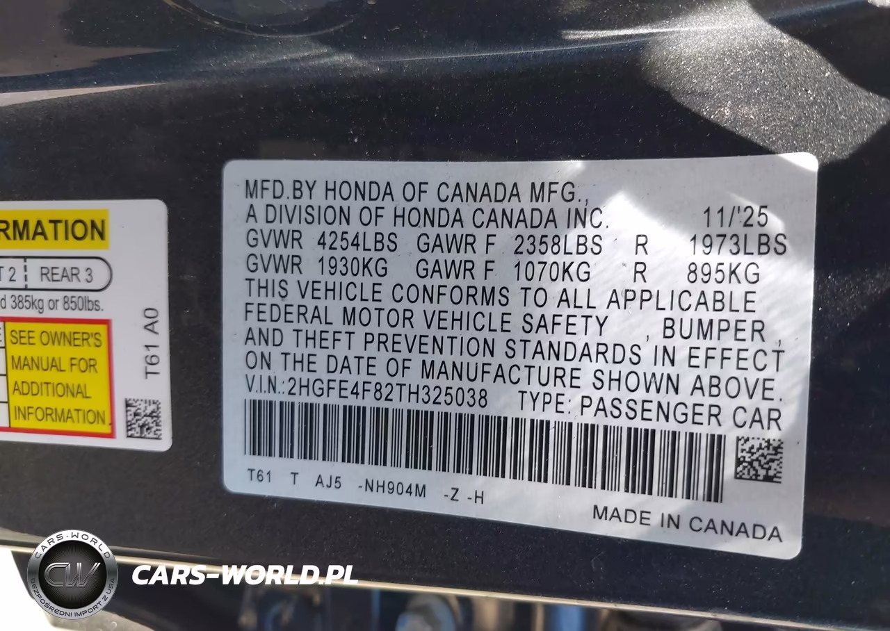 2026 Honda Civic Hybrid Sport-Sport Touring VIN:2HGFE4F82TH325038 - 9
