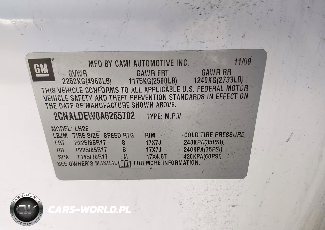 2010 Chevrolet Equinox Lt VIN:2CNALDEW0A6265702 - 9
