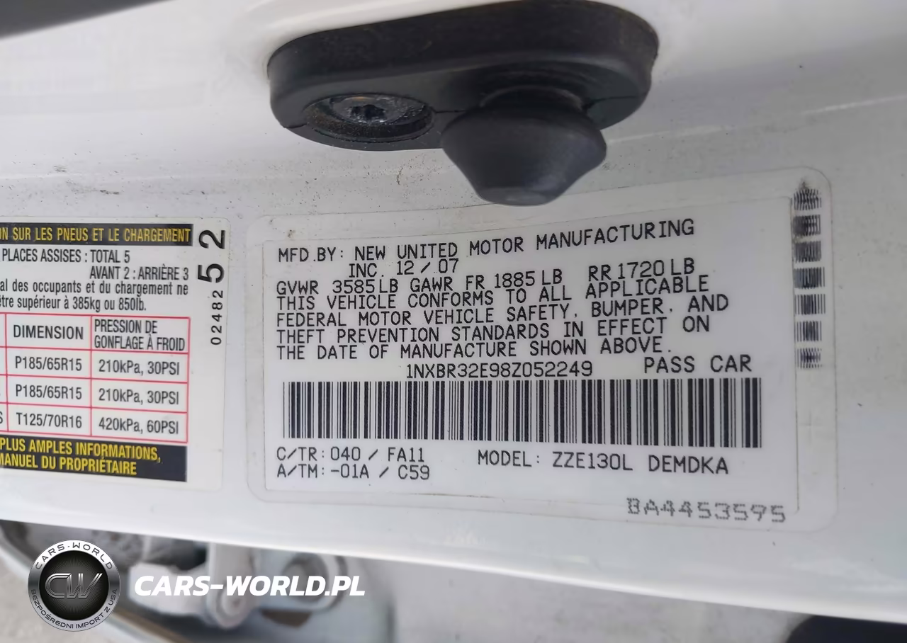 2008 Toyota Corolla Ce VIN:1NXBR32E98Z052249 - 9