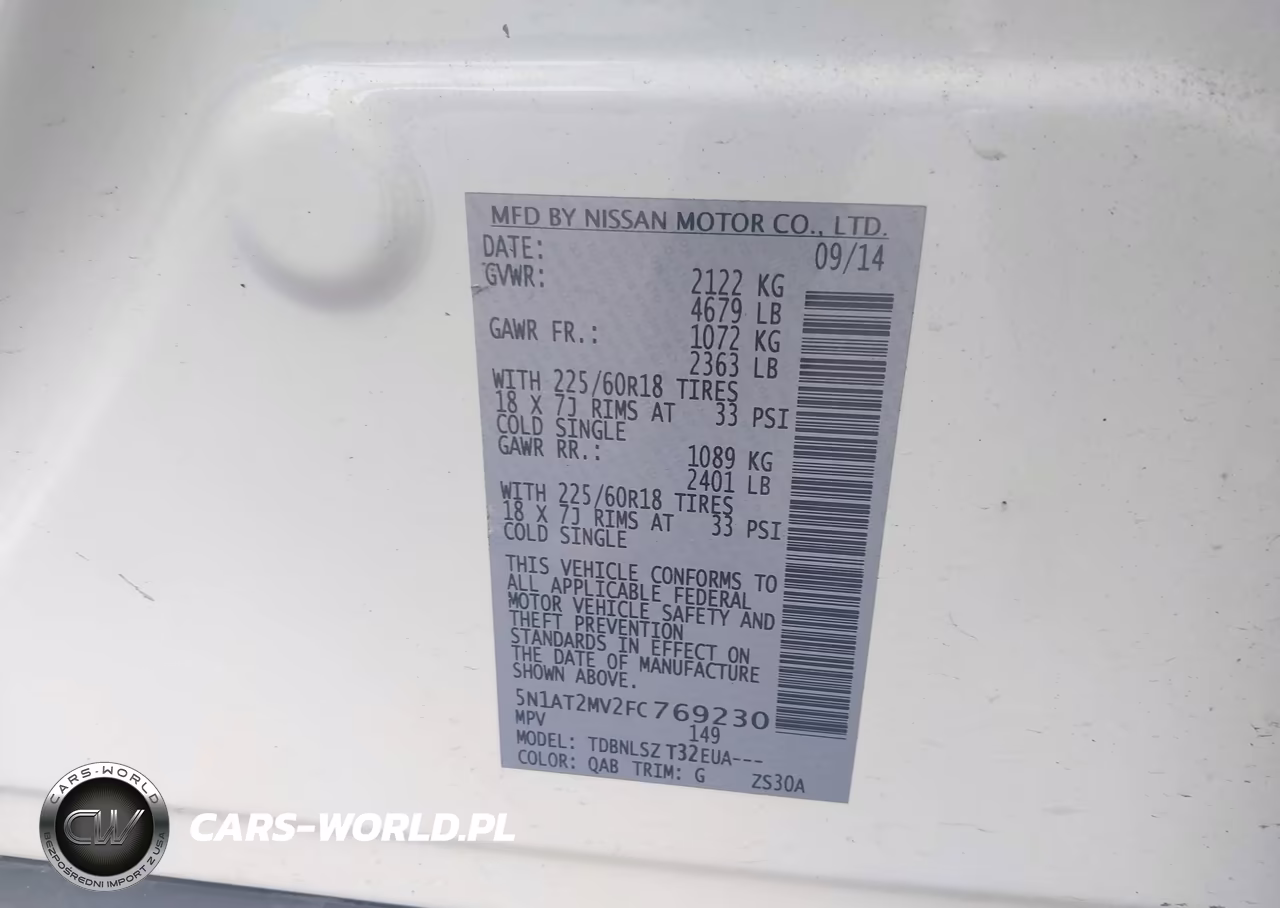 2015 Nissan Rogue S-Sl-Sv VIN:5N1AT2MV2FC769230 - 9