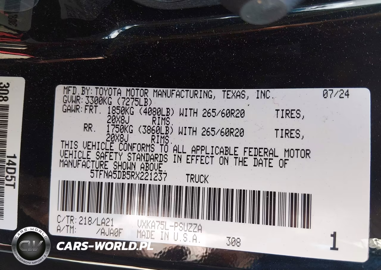 2024 Toyota Tundra Platinum VIN:5TFNA5DB5RX221237 - 9