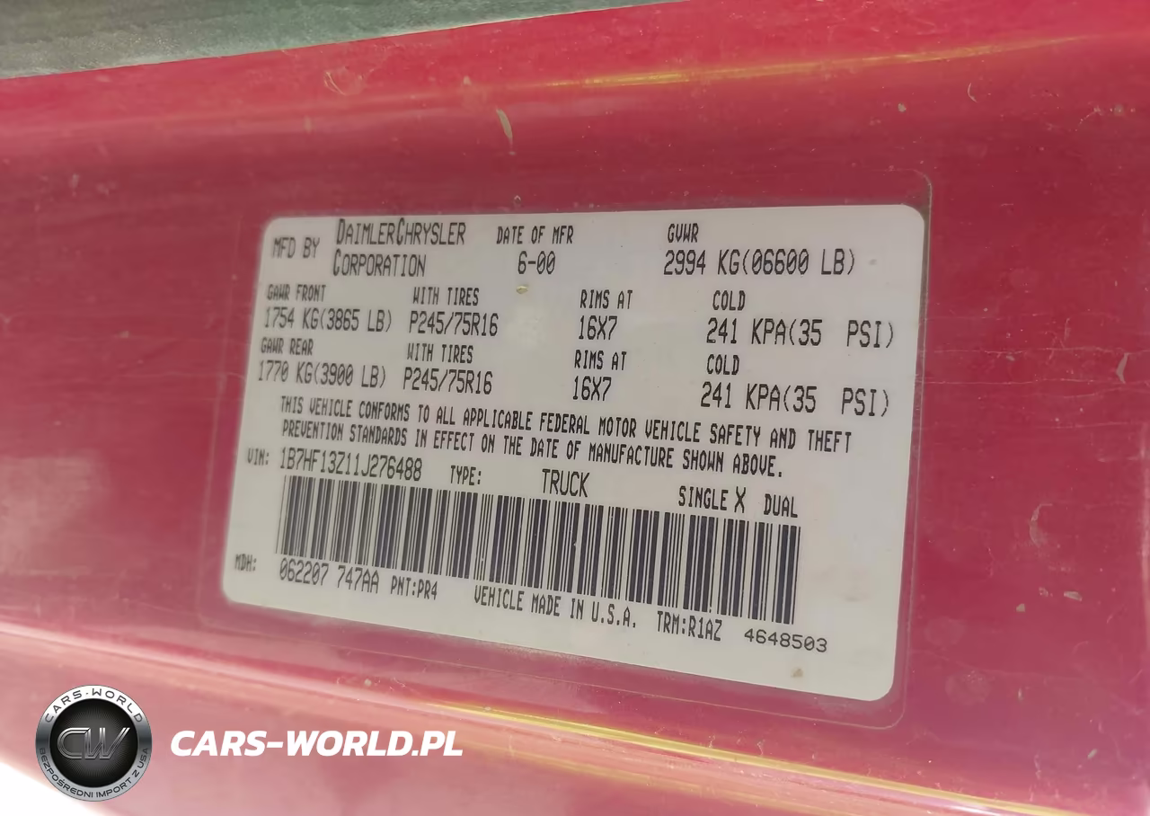 2001 Dodge Ram 1500 St VIN:1B7HF13Z11J276488 - 9