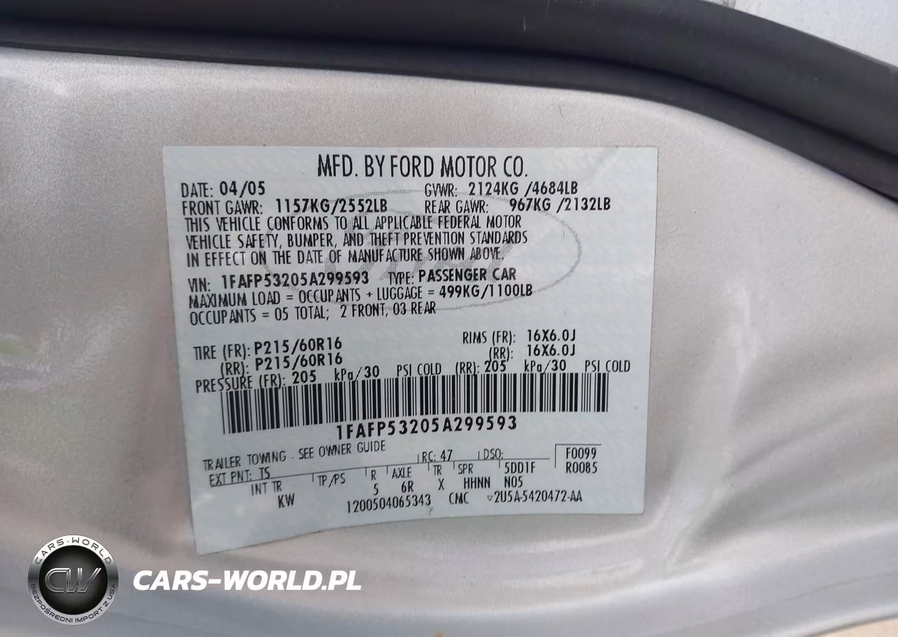 2005 Ford Taurus Se VIN:1FAFP53205A299593 - 9